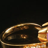 18k Yellow Gold 4.24ct Lavender Jade and Diamond Ladies Ring Size 6.5