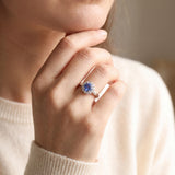 Platinum 0.68cttw Tanzanite and 0.25cttw Diamond Halo Ring Size 6.5