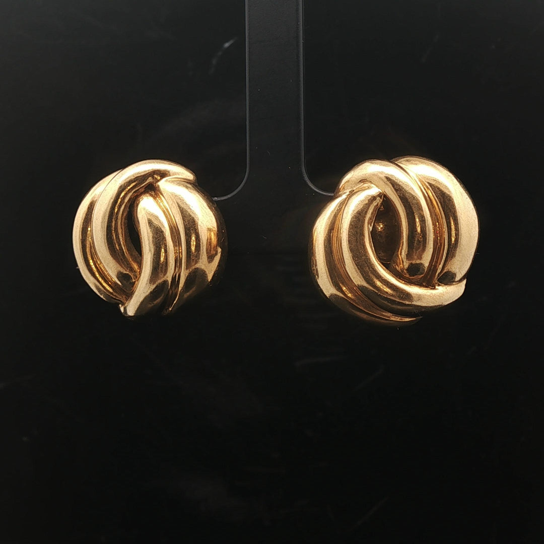 18k Yellow Gold 15.5g Solid Heavy Vintage Knot Clip On Earrings
