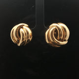 18k Yellow Gold 15.5g Solid Heavy Vintage Knot Clip On Earrings