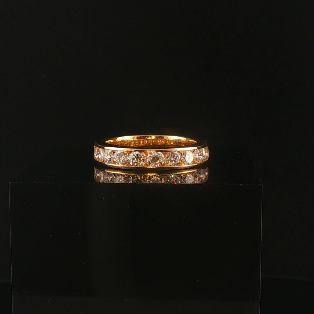 14k Yellow Gold and 1cttw Diamond Solid 4mm Half Eternity Band Ring Size 6