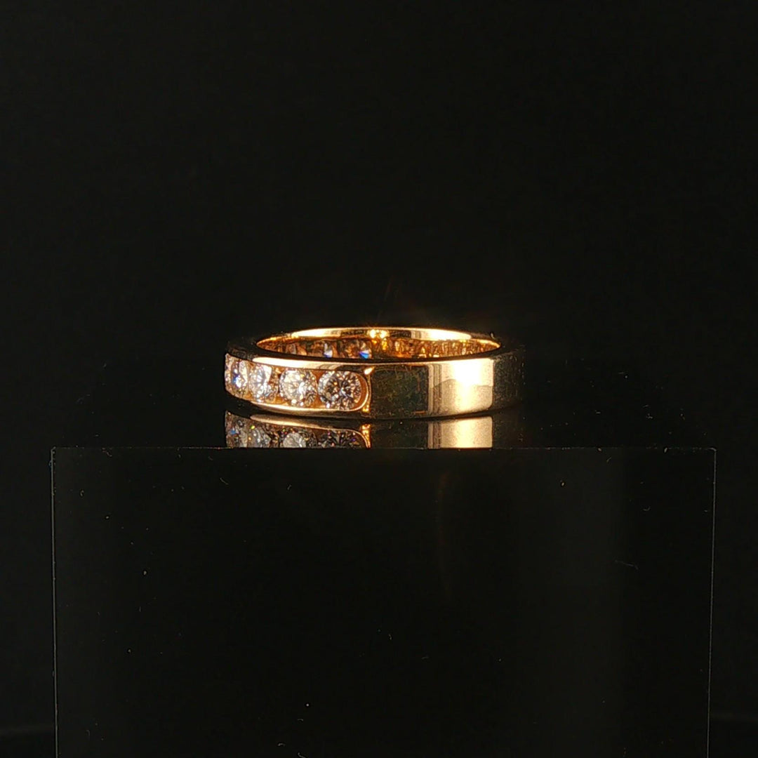 14k Yellow Gold and 1cttw Diamond Solid 4mm Half Eternity Band Ring Size 6