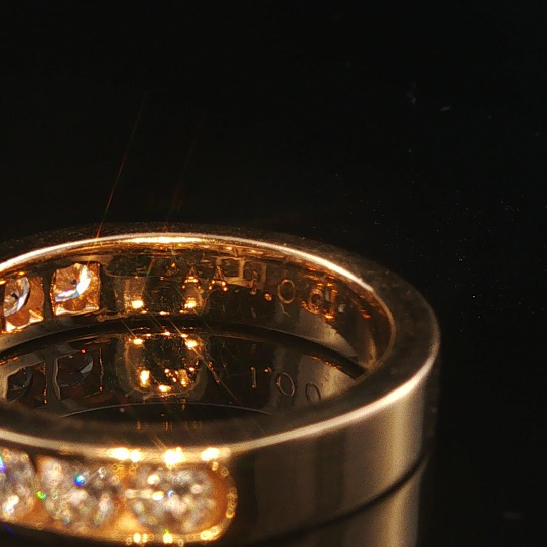 14k Yellow Gold and 1cttw Diamond Solid 4mm Half Eternity Band Ring Size 6