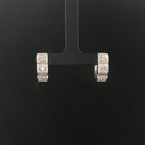 18k White Gold and 1.25cttw Diamond Solid Huggie Earrings Italy