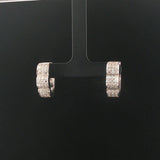 18k White Gold and 1.25cttw Diamond Solid Huggie Earrings Italy