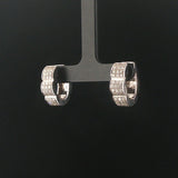 18k White Gold and 1.25cttw Diamond Solid Huggie Earrings Italy