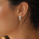 18k White Gold and 1.25cttw Diamond Solid Huggie Earrings Italy