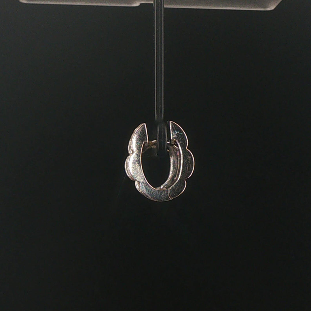 18k White Gold and 1.25cttw Diamond Solid Huggie Earrings Italy