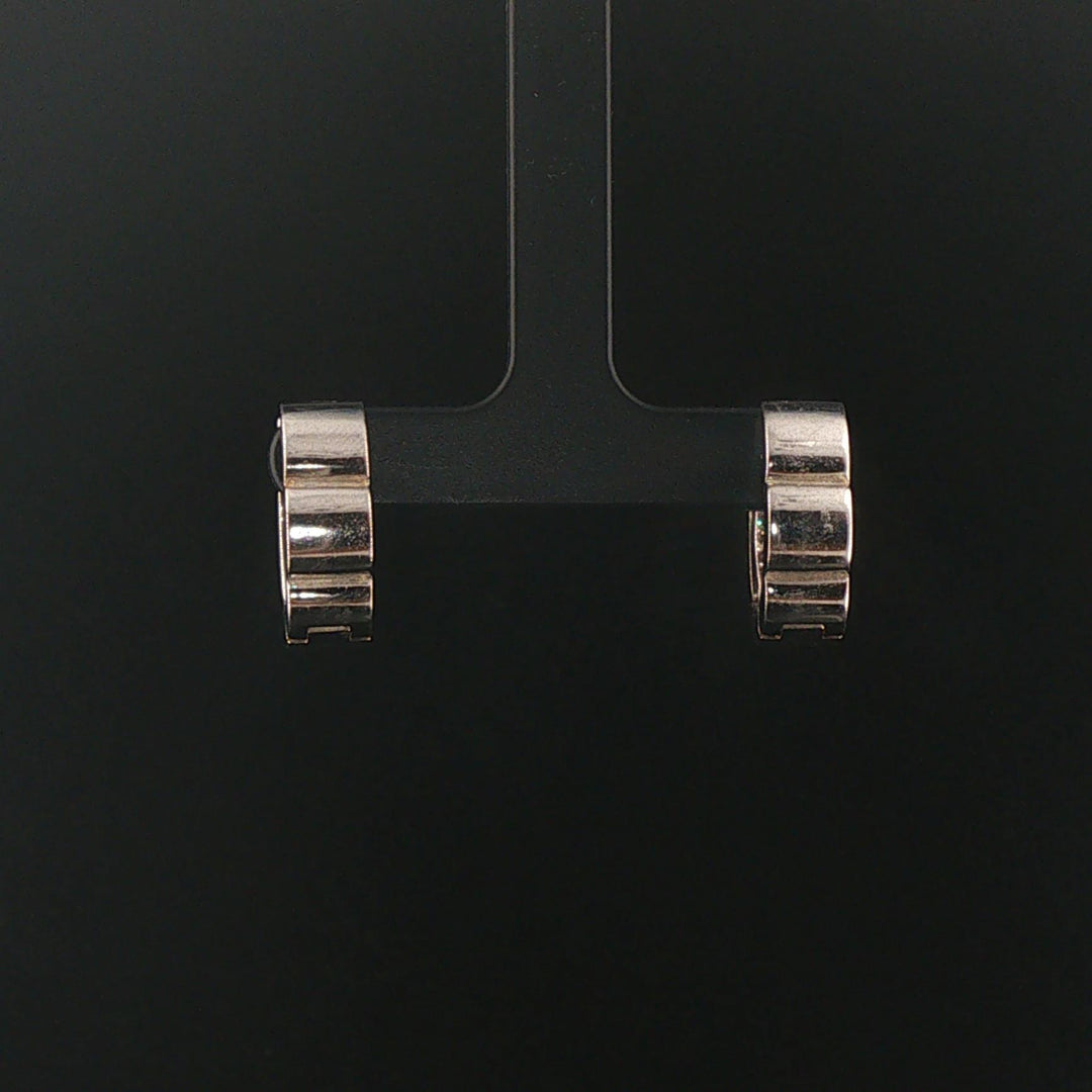 18k White Gold and 1.25cttw Diamond Solid Huggie Earrings Italy