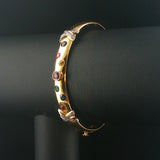 18k Yellow Gold 39g Heavy Multi Gemstone and Diamond Bangle Bracelet 6.5"