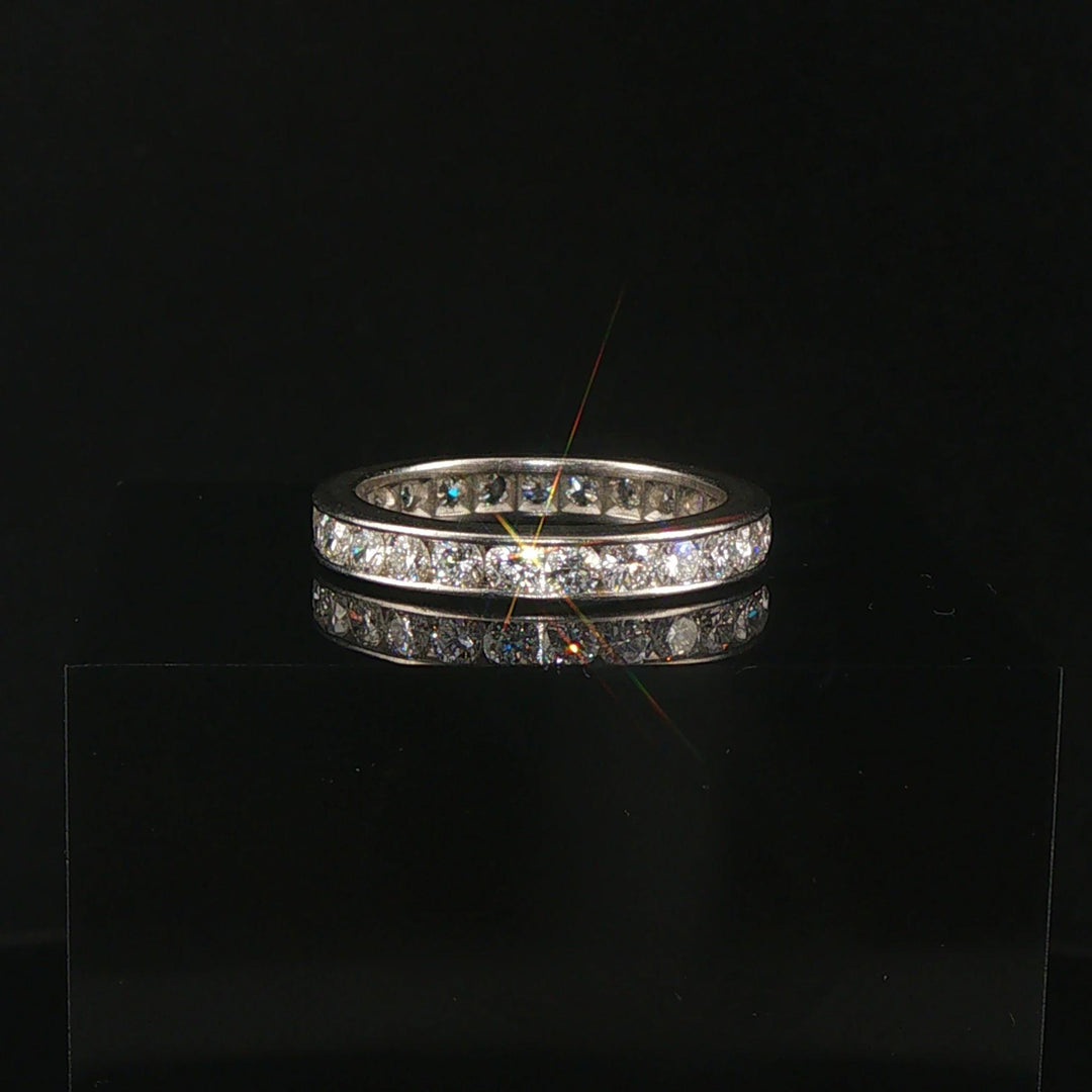Platinum and 1.50cttw Diamond 3.5mm Eternity Band Ring Size 6.75