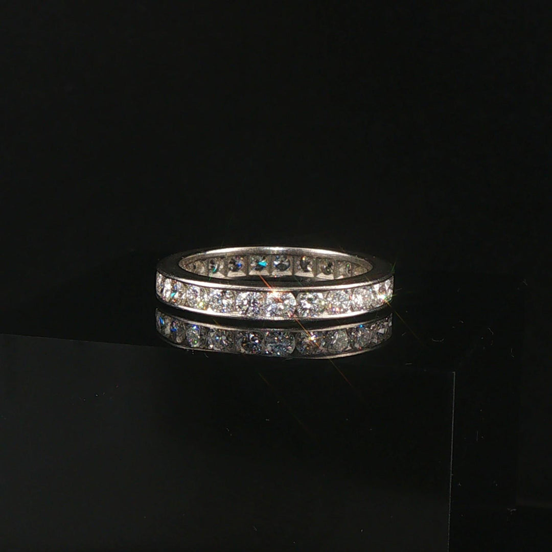 Platinum and 1.50cttw Diamond 3.5mm Eternity Band Ring Size 6.75