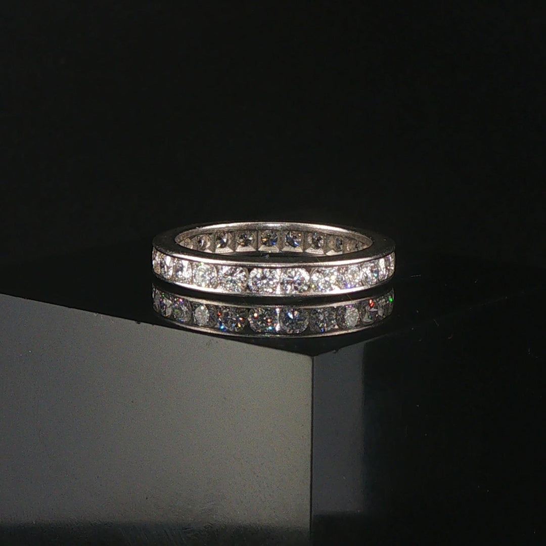 Platinum and 1.50cttw Diamond 3.5mm Eternity Band Ring Size 6.75
