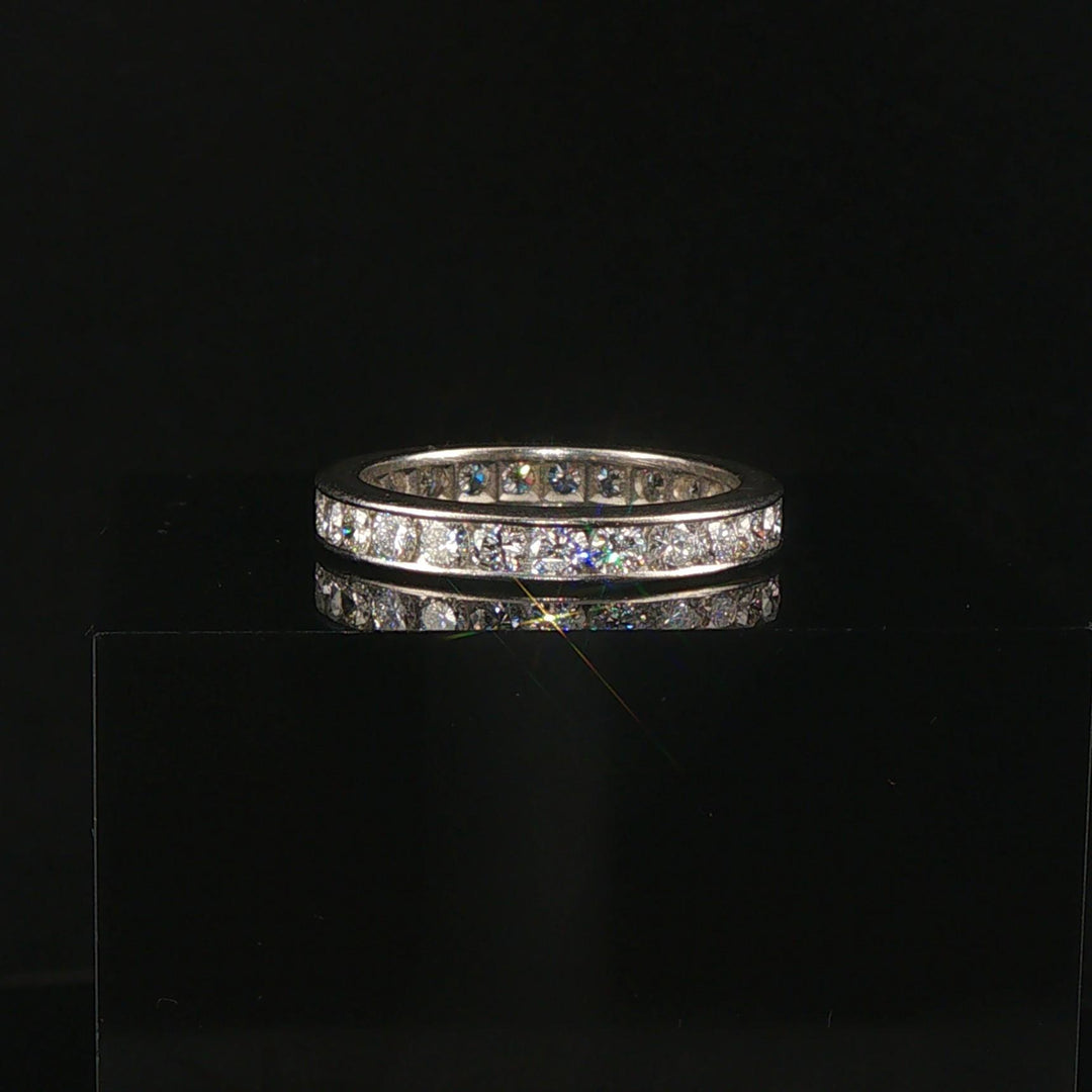Platinum and 1.50cttw Diamond 3.5mm Eternity Band Ring Size 6.75
