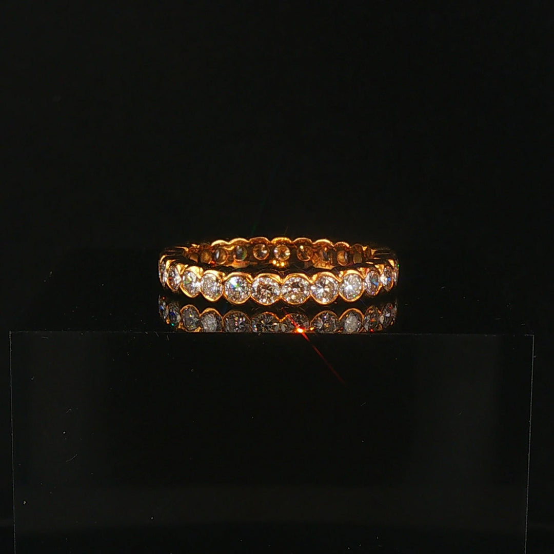 18k Yellow Gold 1.50cttw Bezel Set Diamond Vintage Eternity Band Ring Size 6.5