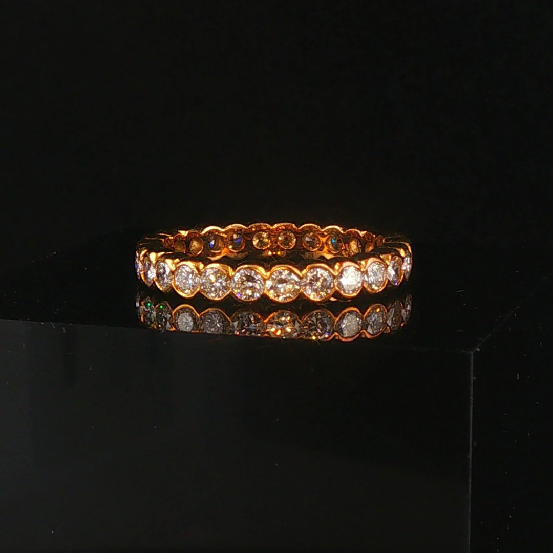 18k Yellow Gold 1.50cttw Bezel Set Diamond Vintage Eternity Band Ring Size 6.5