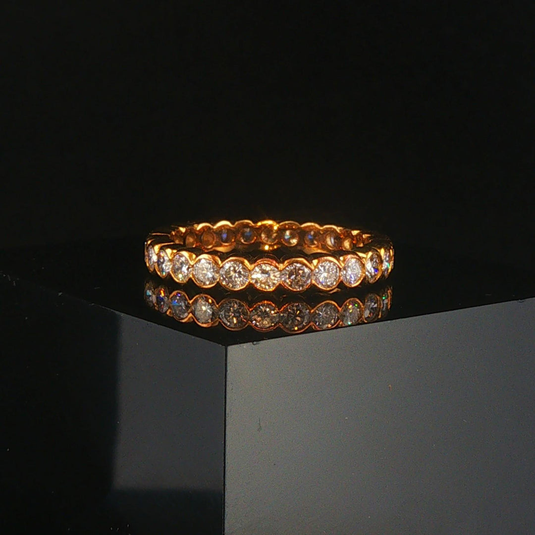 18k Yellow Gold 1.50cttw Bezel Set Diamond Vintage Eternity Band Ring Size 6.5