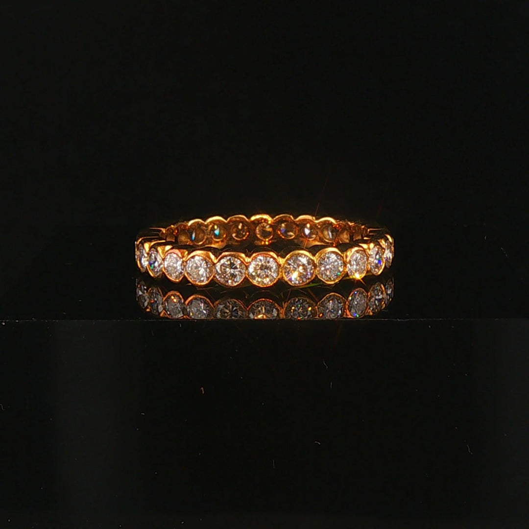 18k Yellow Gold 1.50cttw Bezel Set Diamond Vintage Eternity Band Ring Size 6.5