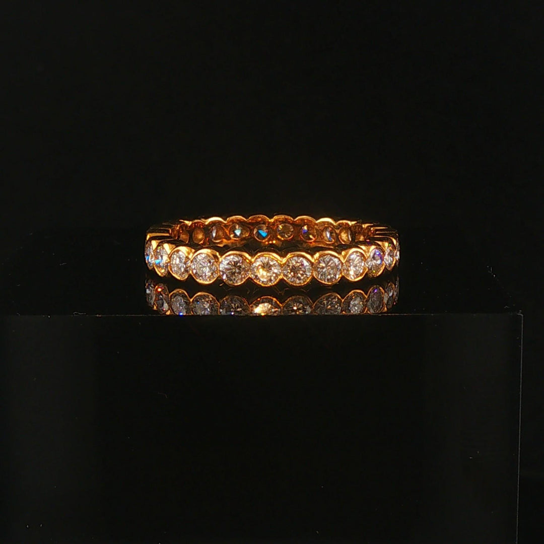 18k Yellow Gold 1.50cttw Bezel Set Diamond Vintage Eternity Band Ring Size 6.5