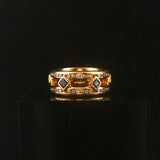 18k Yellow Gold Blue Sapphire and 0.75cttw Diamond Vintage Band Ring Size 6