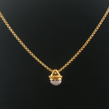 David Yurman 18k Yellow Gold Box Chain Necklace and 14k DY Diamond Pendant 16"