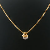 David Yurman 18k Yellow Gold Box Chain Necklace and 14k DY Diamond Pendant 16"