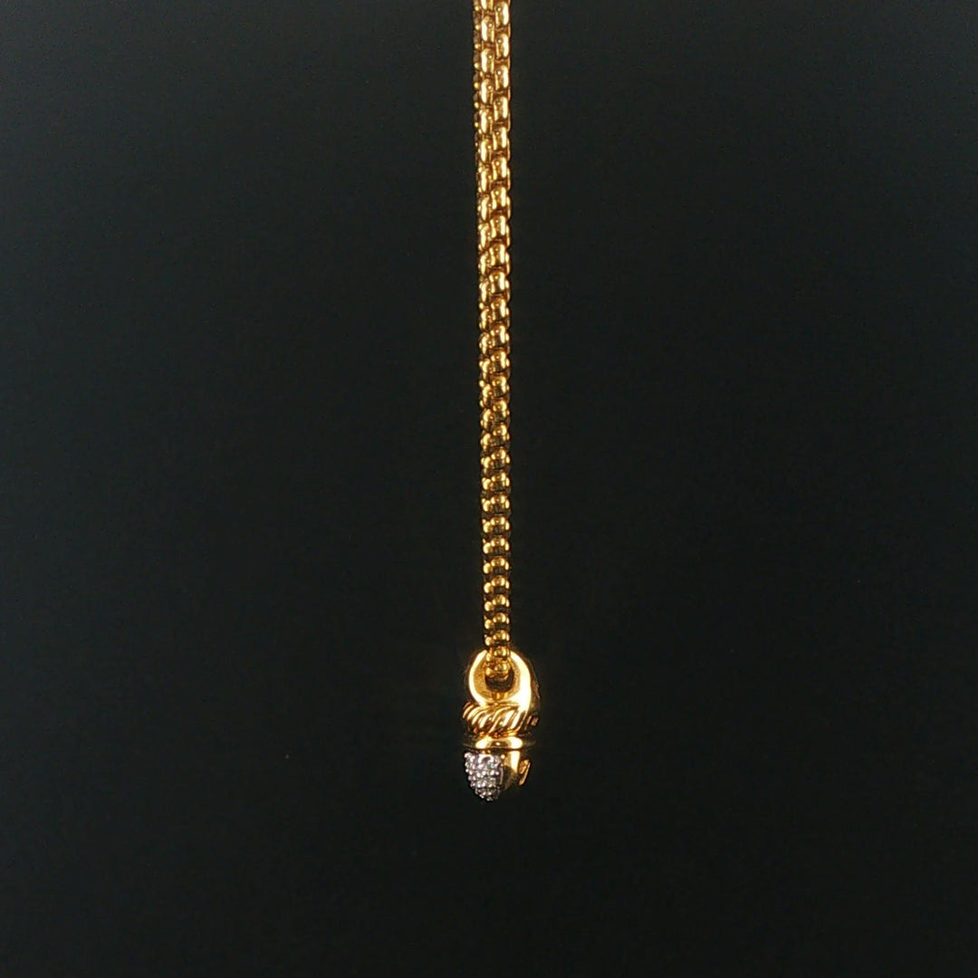 David Yurman 18k Yellow Gold Box Chain Necklace and 14k DY Diamond Pendant 16"