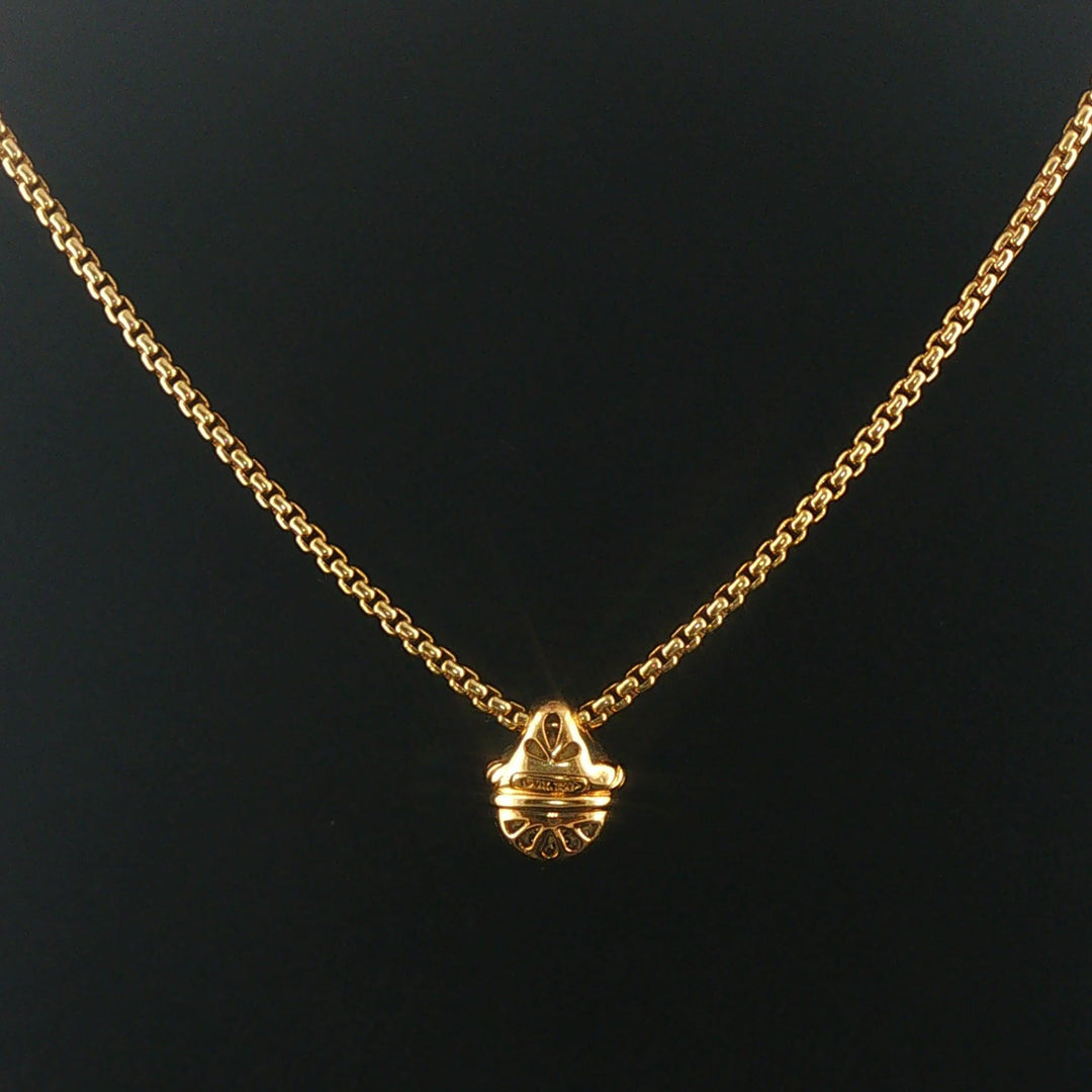David Yurman 18k Yellow Gold Box Chain Necklace and 14k DY Diamond Pendant 16"