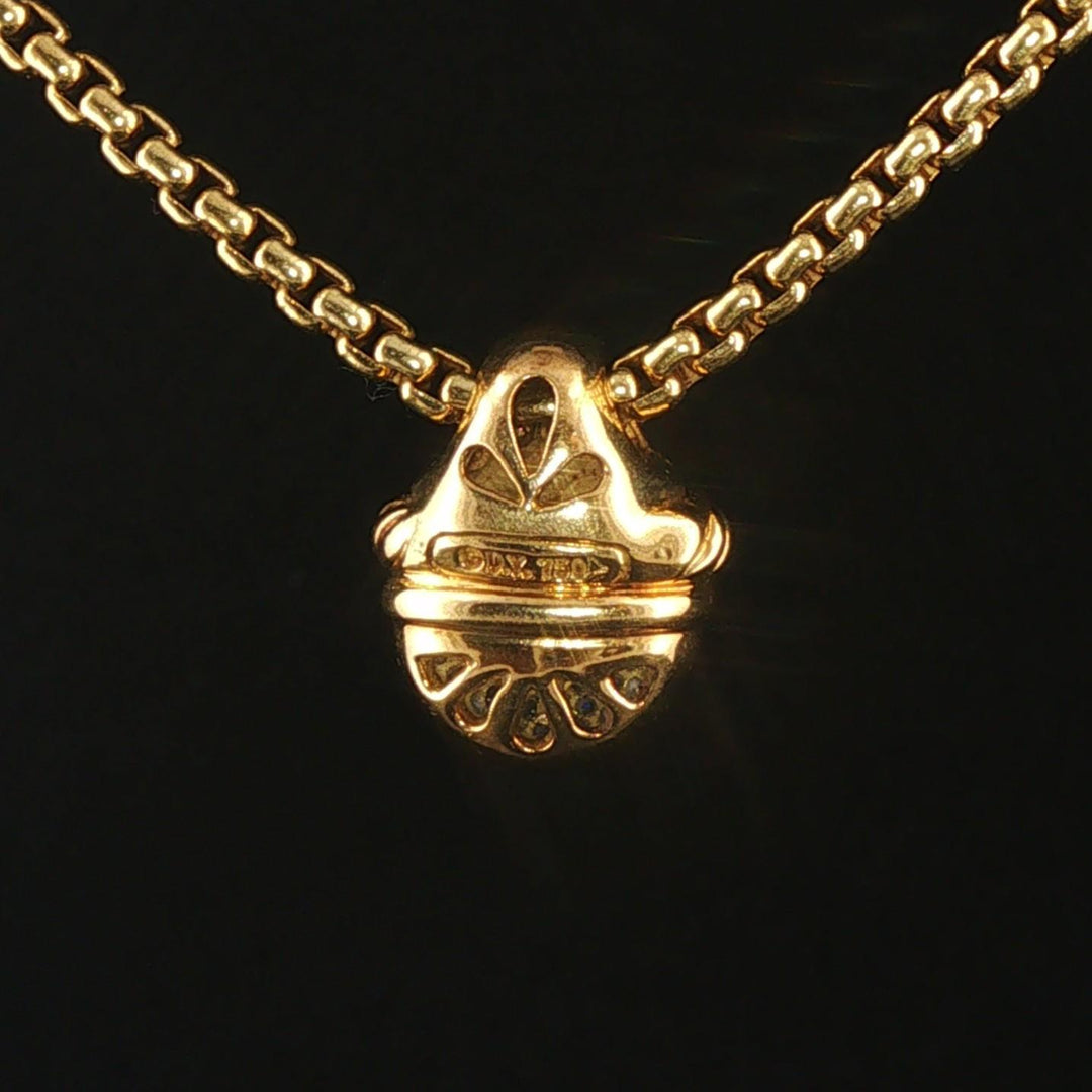 David Yurman 18k Yellow Gold Box Chain Necklace and 14k DY Diamond Pendant 16"
