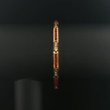 14k Yellow Gold Ruby and 0.50cttw Diamond Solid 12g Bar Link Bracelet 7"