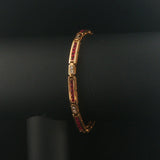 14k Yellow Gold Ruby and 0.50cttw Diamond Solid 12g Bar Link Bracelet 7"