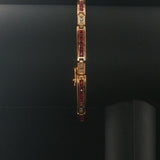 14k Yellow Gold Ruby and 0.50cttw Diamond Solid 12g Bar Link Bracelet 7"