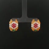 14k Yellow Gold Sapphire Ruby Emerald and Diamond Huggie Earrings