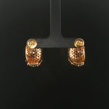 14k Yellow Gold Sapphire Ruby Emerald and Diamond Huggie Earrings