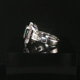 18k White Gold Emerald and 0.73cttw Diamond Vintage Ring Size 5
