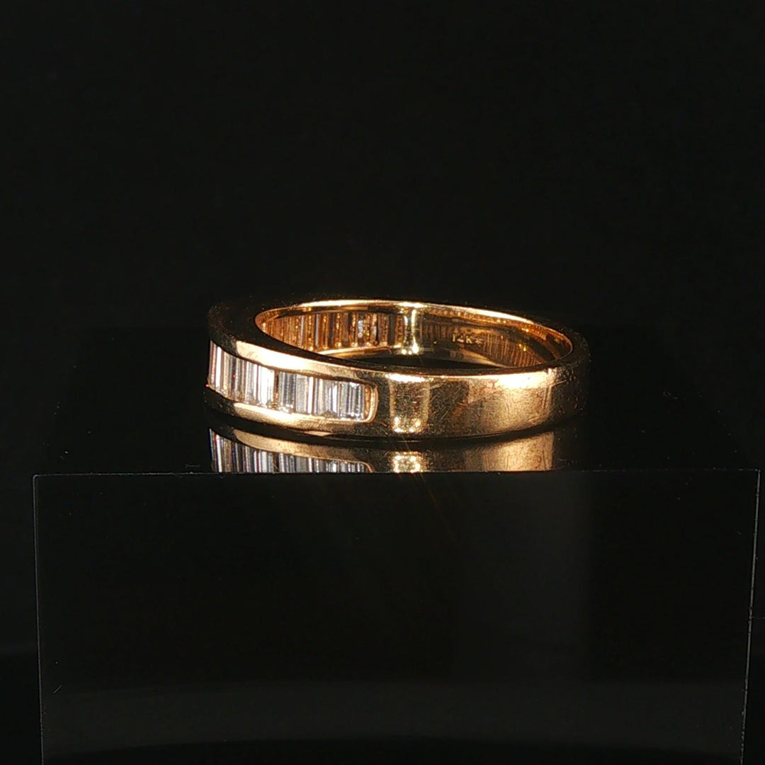 14k Yellow Gold and 0.75cttw Baguette Cut Diamond Men's Band Ring Size 10