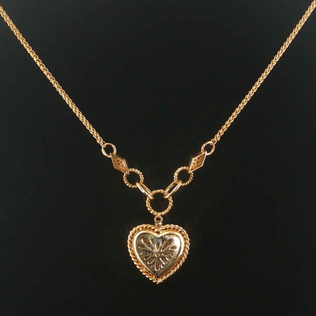 Effy 14k Yellow Gold and 0.75cttw Pave Diamond Puffy Heart Pendant Necklace 18"