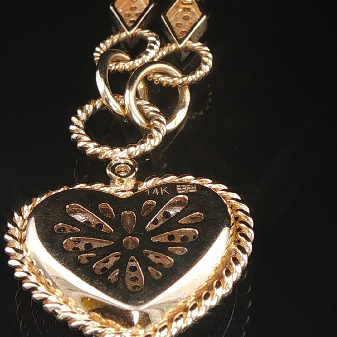 Effy 14k Yellow Gold and 0.75cttw Pave Diamond Puffy Heart Pendant Necklace 18"