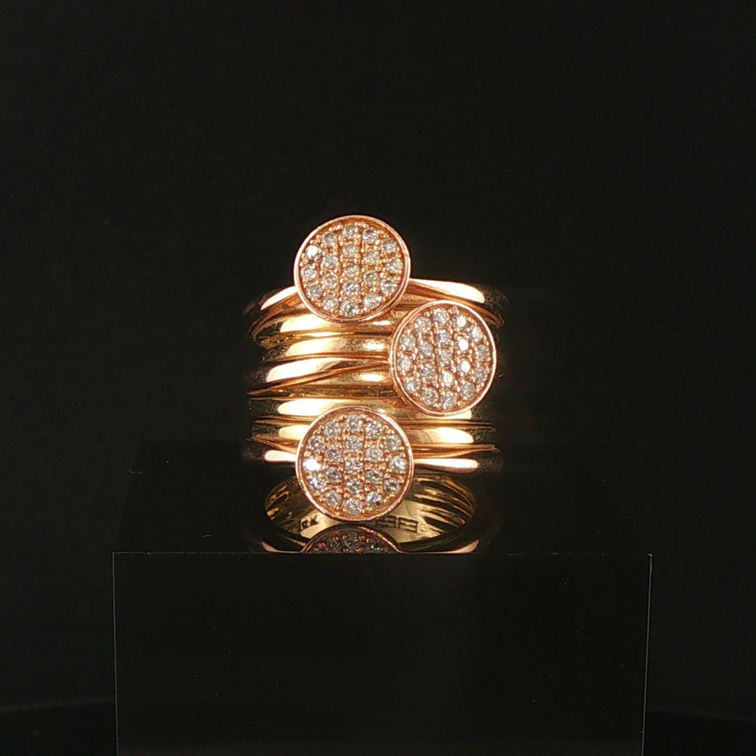 Effy 14k Yellow and Rose Gold 0.85cttw Diamond Multi Band Ring Size 7