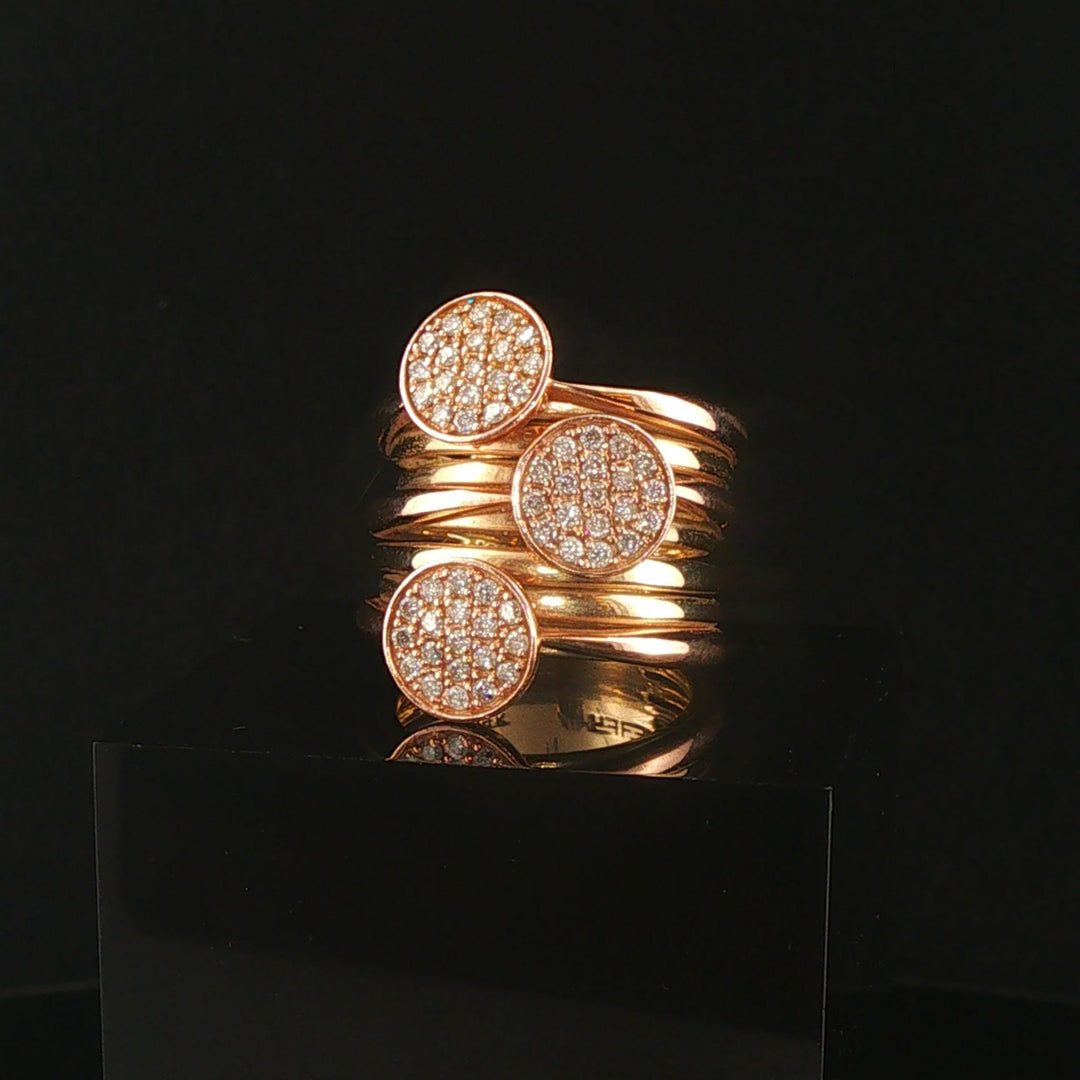 Effy 14k Yellow and Rose Gold 0.85cttw Diamond Multi Band Ring Size 7