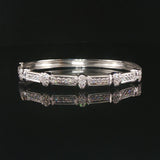 18k White Gold and 0.70cttw Diamond Solid 20g Bangle Bracelet 6.5"
