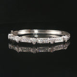 18k White Gold and 0.70cttw Diamond Solid 20g Bangle Bracelet 6.5"