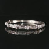 18k White Gold and 0.70cttw Diamond Solid 20g Bangle Bracelet 6.5"