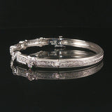 18k White Gold and 0.70cttw Diamond Solid 20g Bangle Bracelet 6.5"