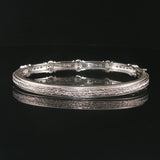 18k White Gold and 0.70cttw Diamond Solid 20g Bangle Bracelet 6.5"