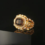 18k Yellow Gold Smoky Quartz and 0.55cttw Diamond Heavy Ring Size 6