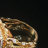 18k Yellow Gold Smoky Quartz and 0.55cttw Diamond Heavy Ring Size 6