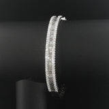 18k White Gold and 3.48ttw Diamond Heavy 23.7g Bangle Bracelet 7.25"