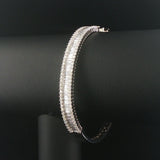 18k White Gold and 3.48ttw Diamond Heavy 23.7g Bangle Bracelet 7.25"