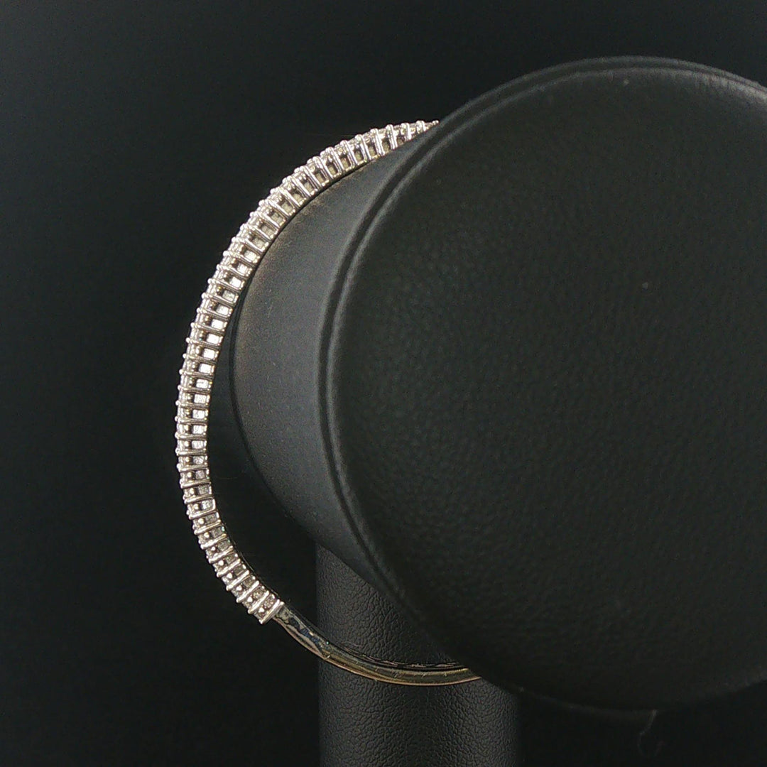 18k White Gold and 3.48ttw Diamond Heavy 23.7g Bangle Bracelet 7.25"